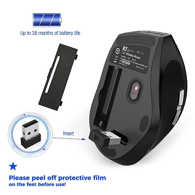 Wireless Mouse 24Ghz Wireless Optical Mouse with Nano USB Receiver4 Buttons 3 Adjustable DPI Level 100015002000 MS0808 Blue