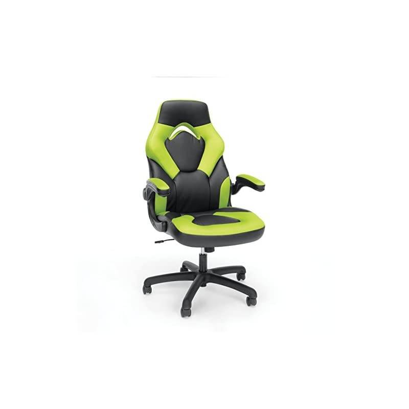 Racing Style Bonded Leather Gaming Chair, in Green