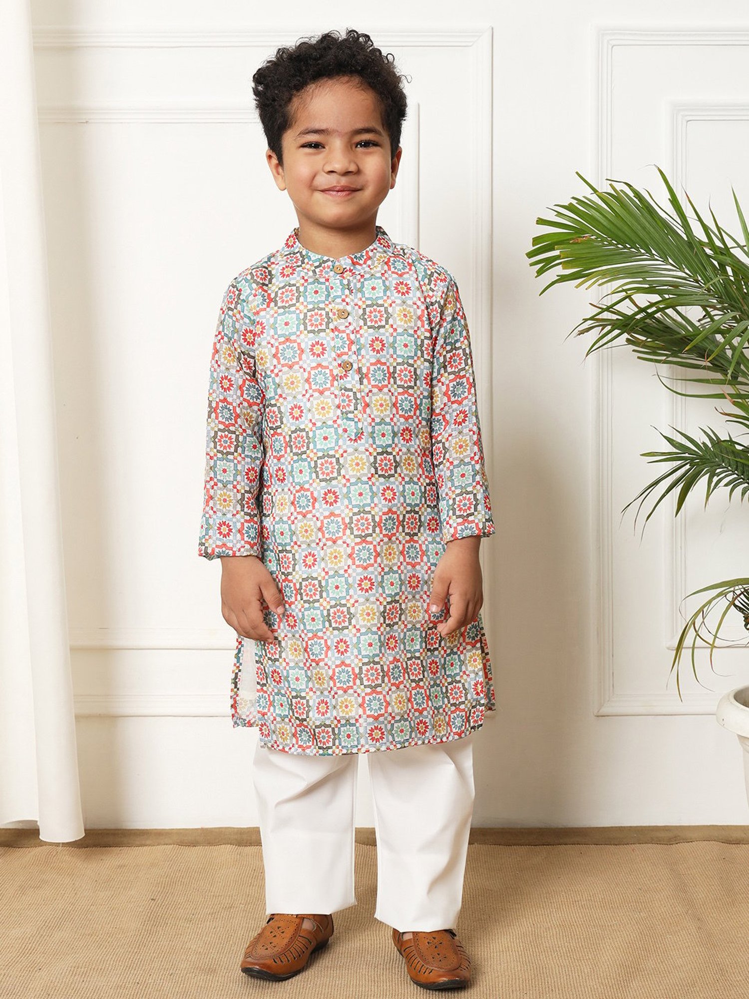 READIPRINT FASHIONS Kids Multicolor Printed Full Sleeves Kurta with Pyjamas