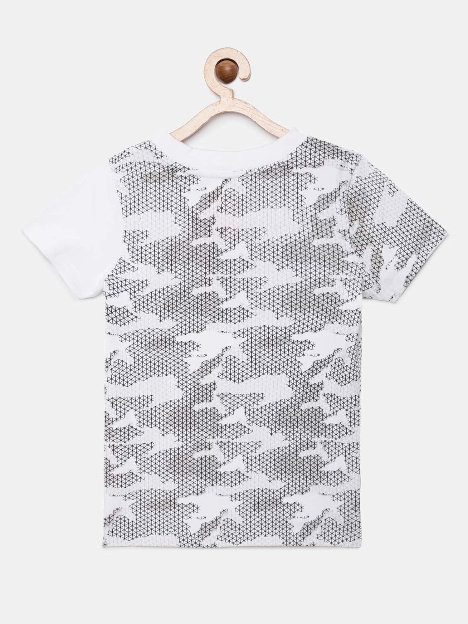 Angel & Rocket Kids White & Grey Cotton Printed T-Shirt