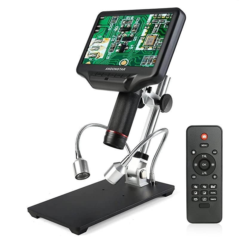 AD407 3D HDMI Soldering Digital Microscope with 4MP UHD and 7 inch Adjustable LCD Screen USB Video Microscopes for Phone Repairing SMT SMD DIY