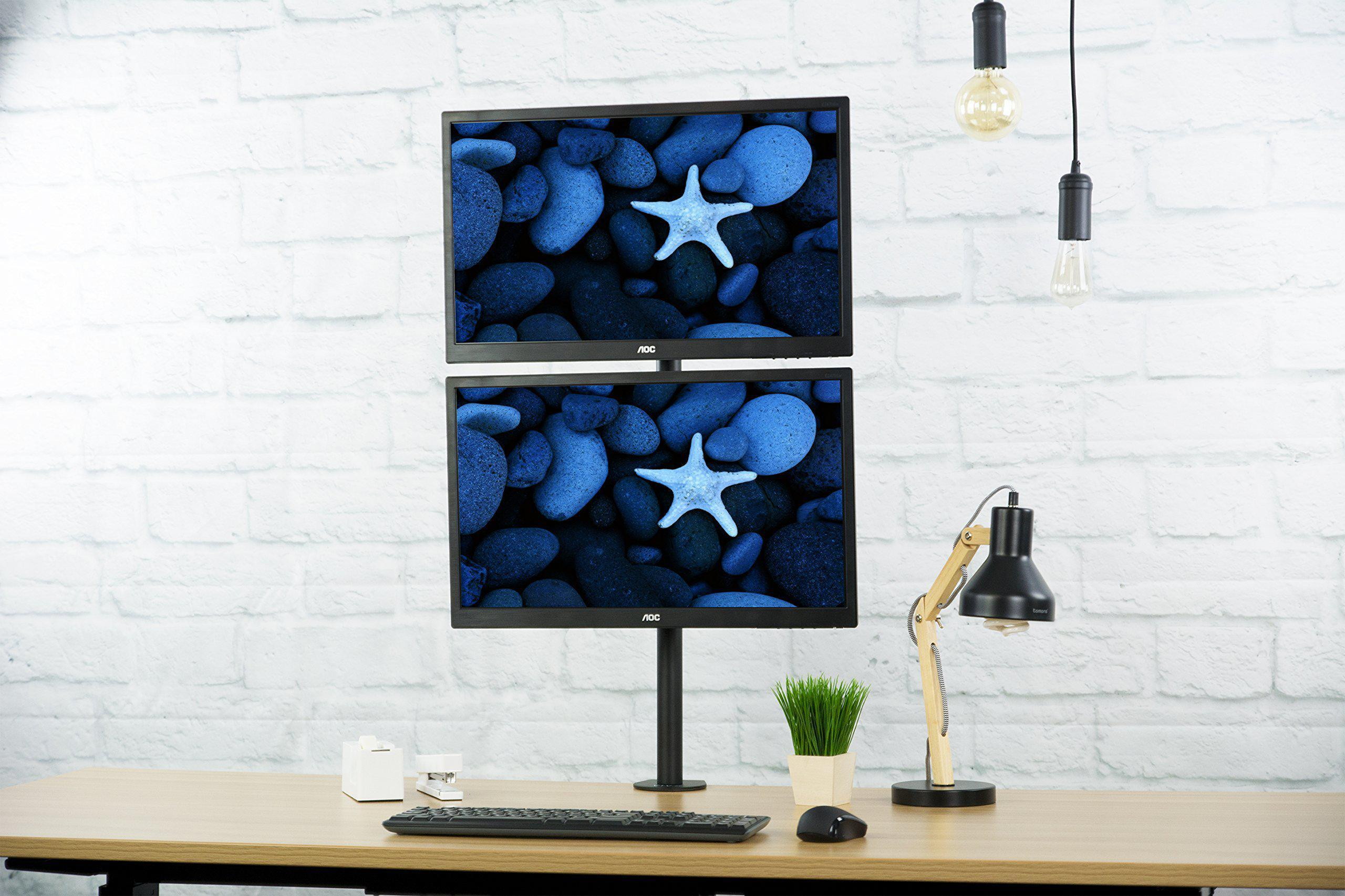 VIVO Dual LCD Monitor Desk Mount Stand Heavy Duty Stacked, Holds Vertical 2 Screens up to 32" (STAND-V002T)