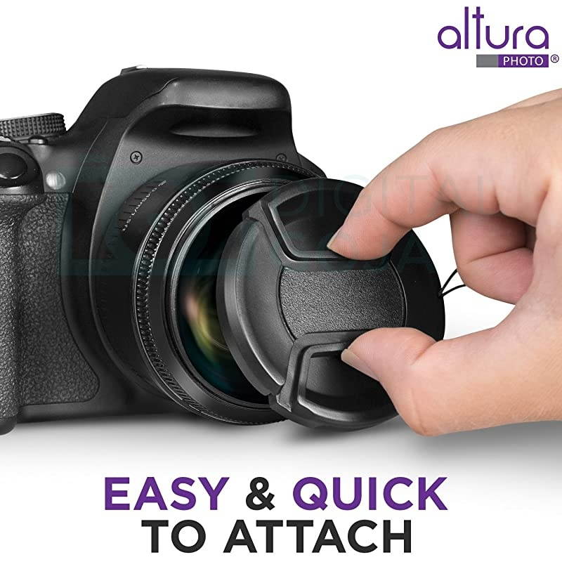 58mm SnapOn Center Pinch Lens Cap with Holder Leash Camera Lens Protection Cover for 58mm Threaded Lenses