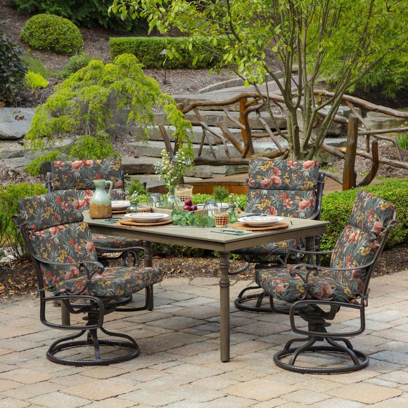 Phoebe Floral Outdoor Dining Chair Cushion Gray - Arden Selections