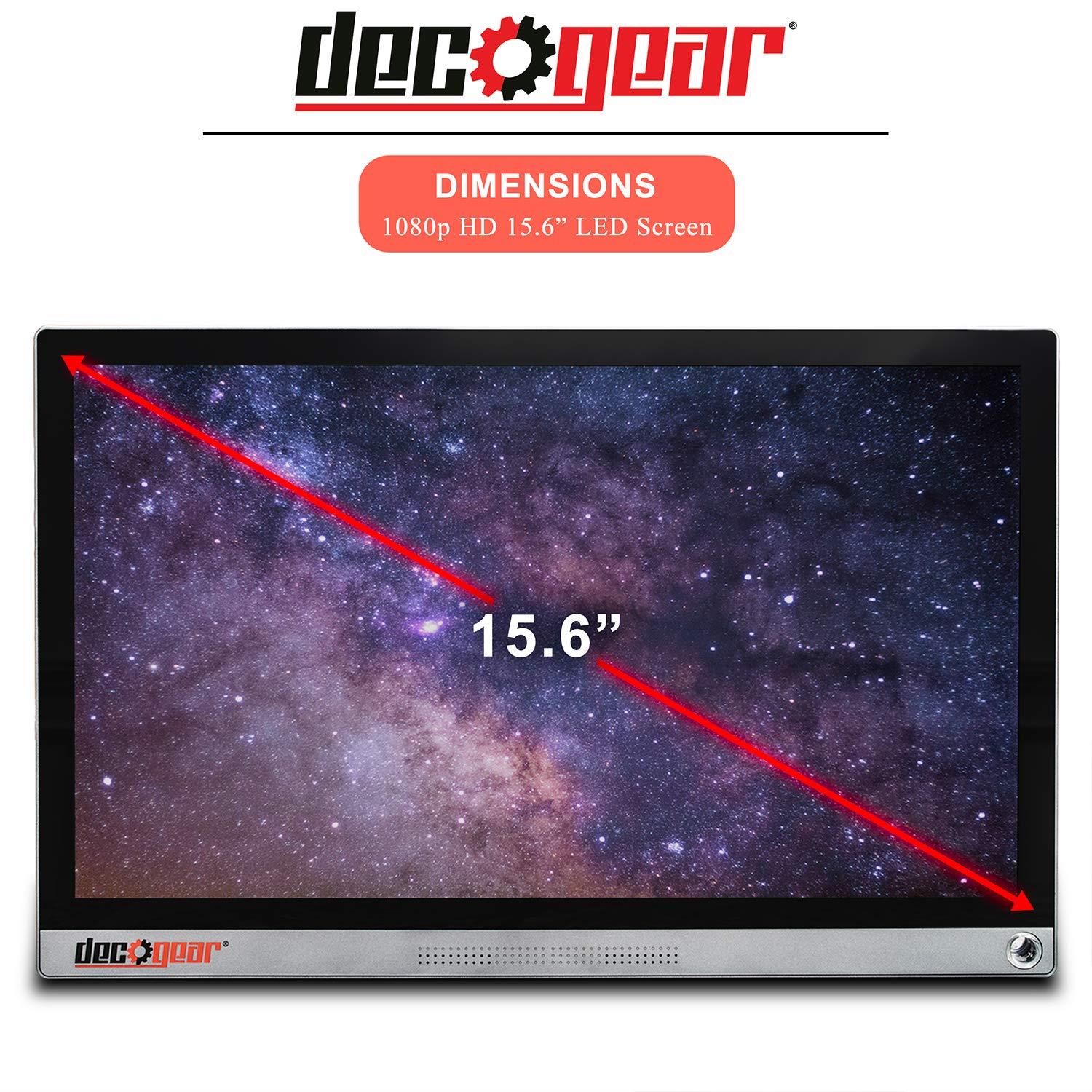 Deco Gear 15.6 Portable Monitor 1080p IPS HD Panel, Touchscreen with 10 Point Capacitive Control, 10,000 mAh Battery, Built-in Dual Speakers & USB Type-C and HDMI Devices Connections