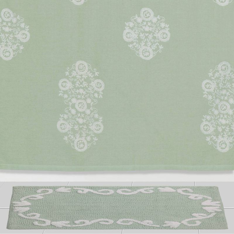 Boho Floral Bath Rug Green - Creative Bath