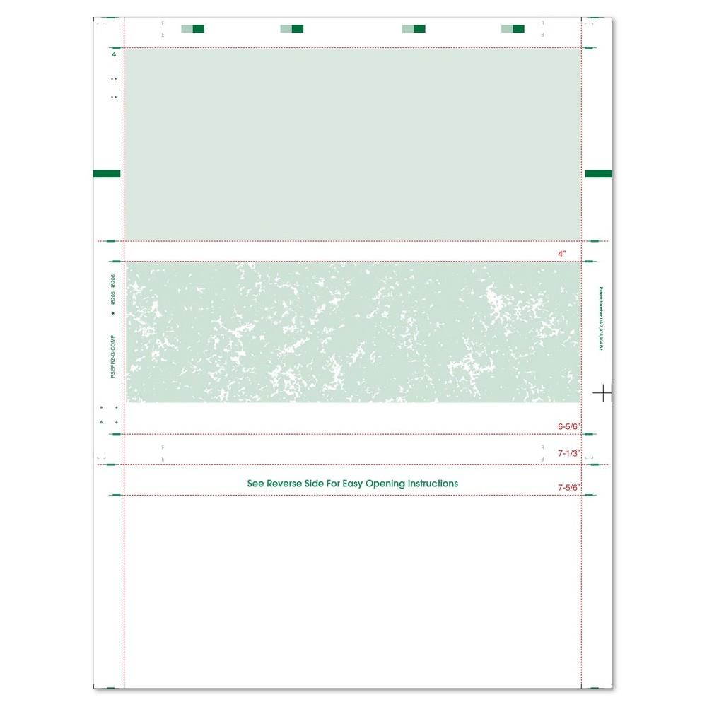 8-1/2" x 11" Z Fold Check Green Marble - Basic Security Paper (Box of 2000)