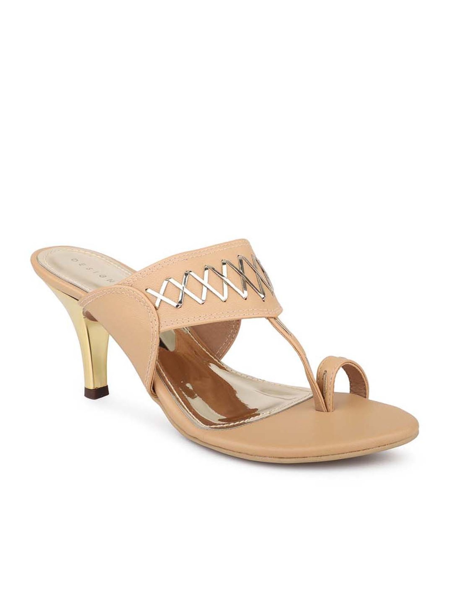Design Crew Women's Beige Toe Ring Stilettos