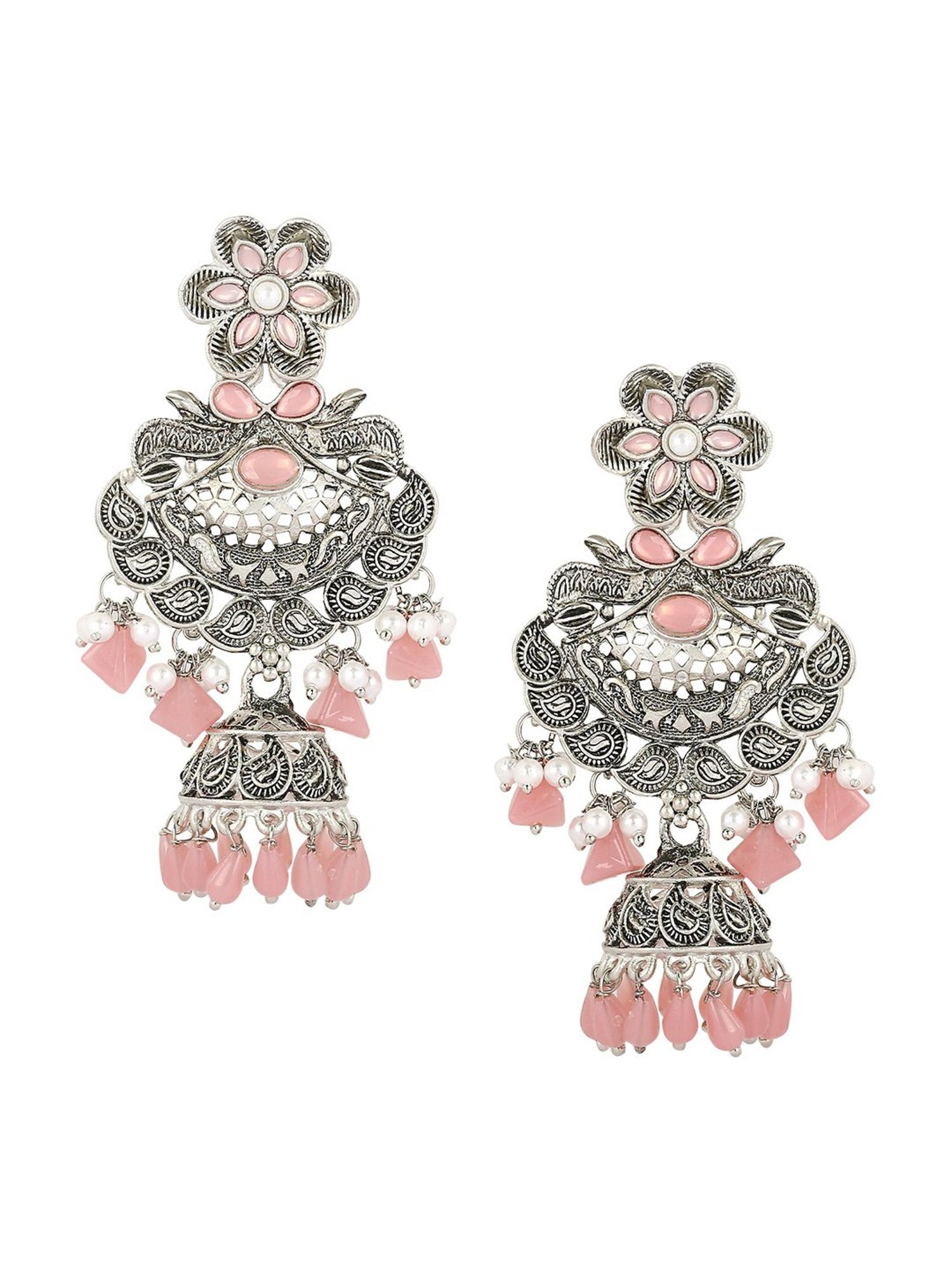 Sri Jagdamba Pearls Black Rosy Pearl Drop Earrings
