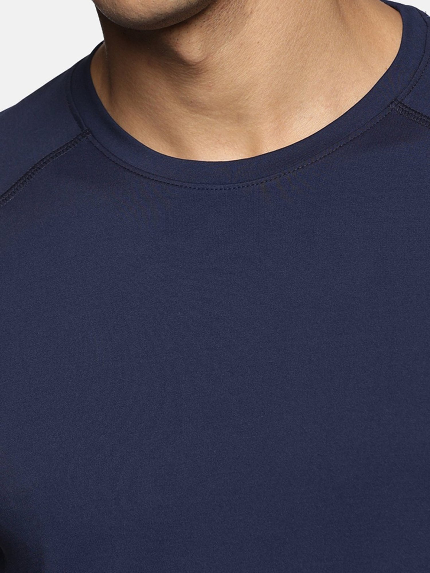 DOMIN8 Men Breathable Quick Dry Regular Fit Sports T-Shirt (Navy Blue)