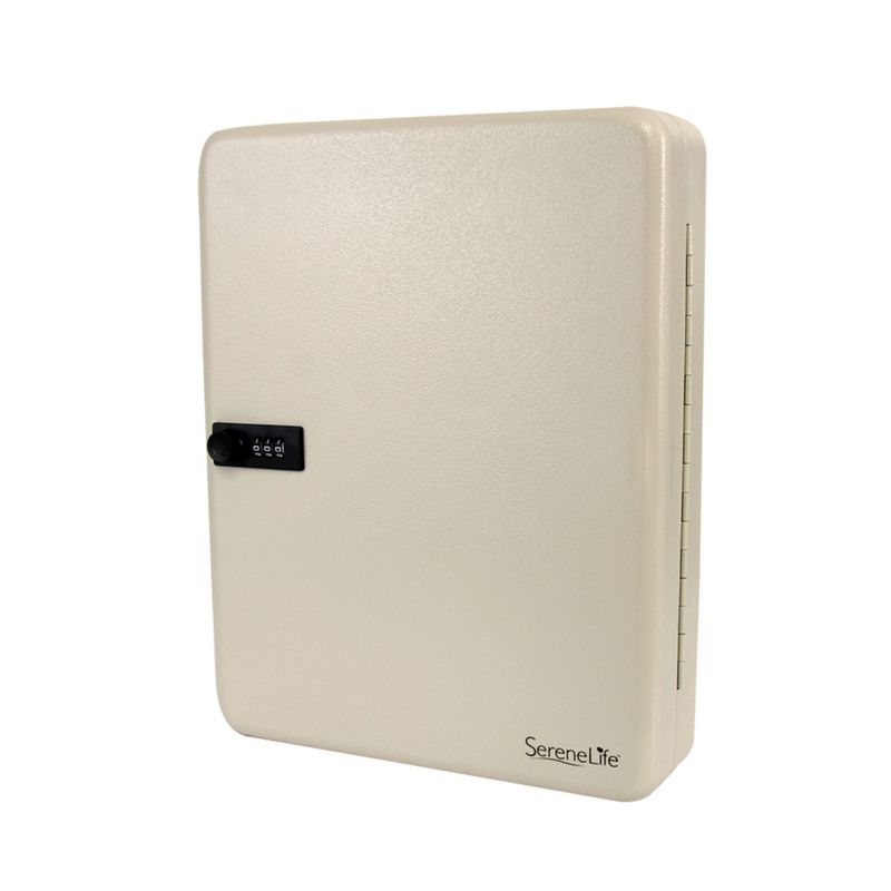 SereneLife Wall Mount 60 Key Cabinet Safe Locker Box with Manual Combination and Key Access for Home, Office, or Gym Safety Security, Metal (2 Pack)