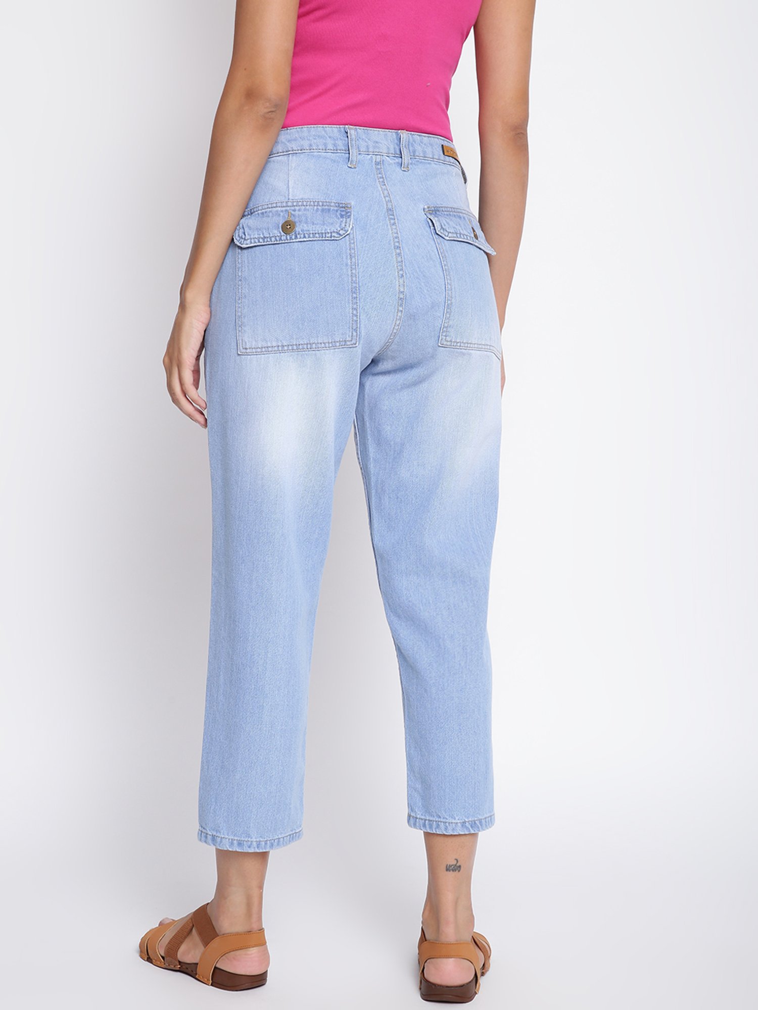 Tales & Stories Light Blue Straight Fit Lightly Washed Jeans