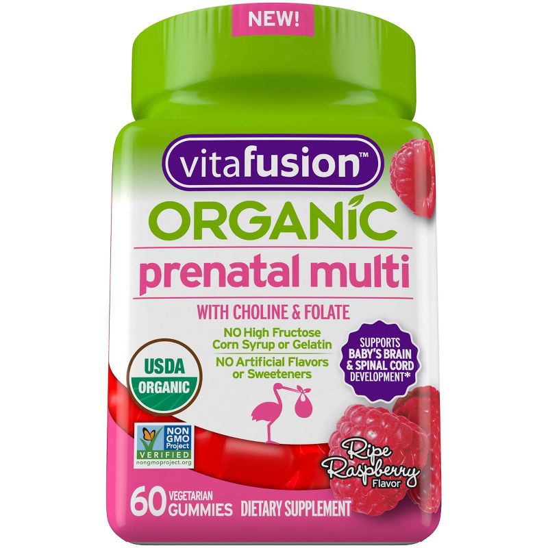 Vitafusion Organic Prenatal Multivitamin Gummies - Ripe Raspberry - 60ct