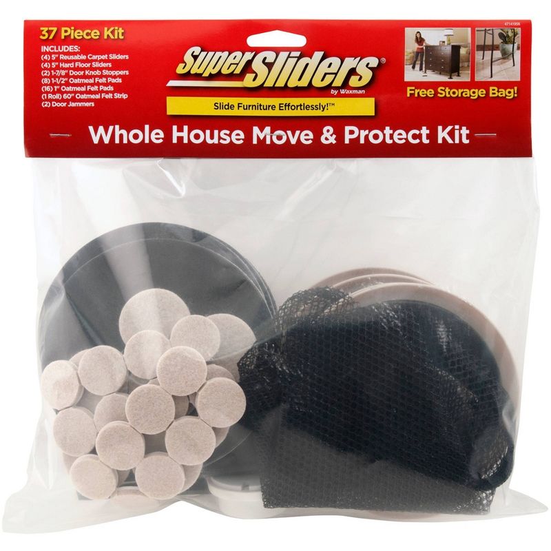 SuperSliders 37pk Whole House Move and Protect Mixed Sliders Felt Pads and Door Stops