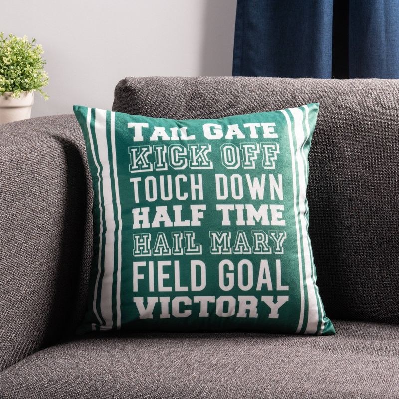 18"x18" Football Words Decorative Throw Pillow Green - SureFit