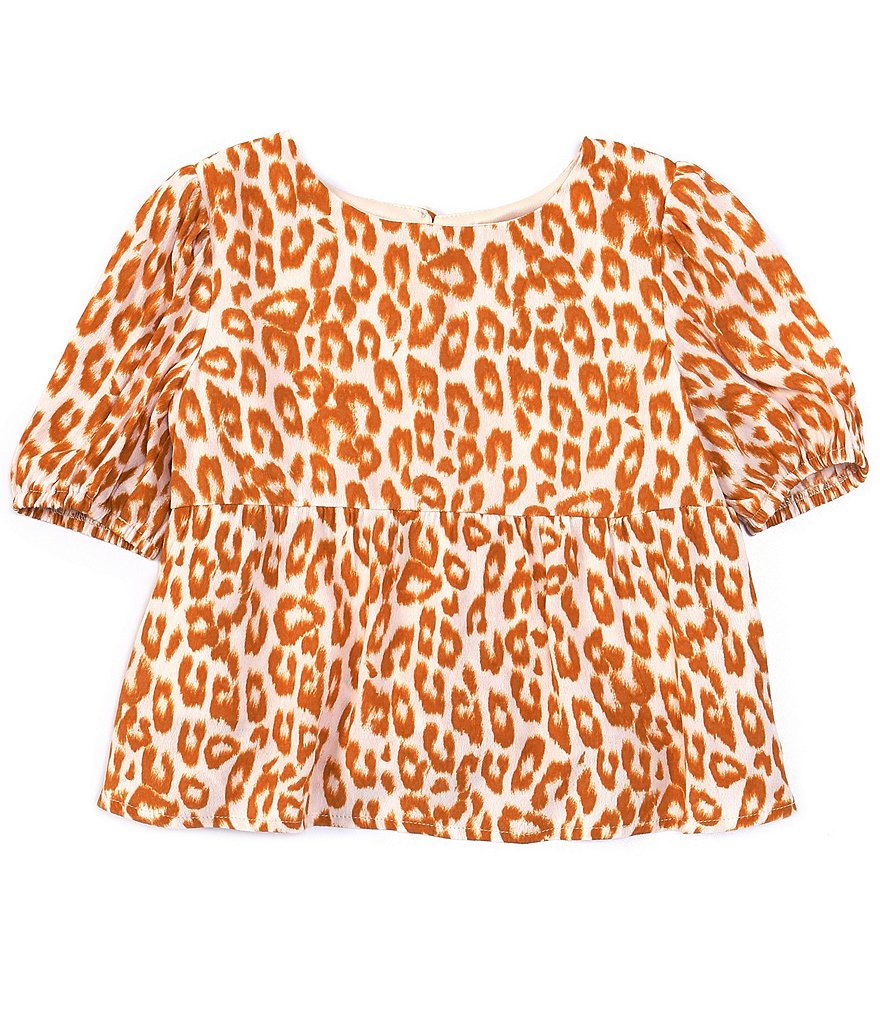 GB Girls Little Girls 2T-6X Woven Cheetah Print Blouse