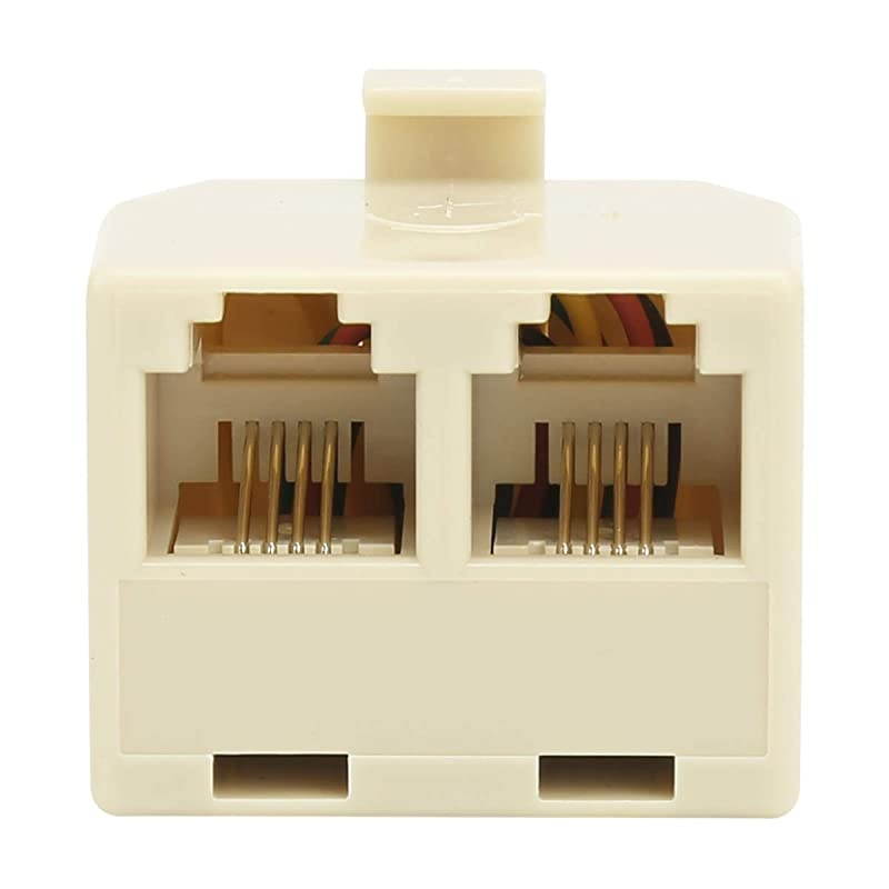 RJ11 Duplex Wall Jack Adapter Dual Phone Line Splitter Wall Jack Plug 1 to 2 Modular Converter Adapter for Office Home ADSL DSL Fax Model Cordless Phone System Cream4 Packs