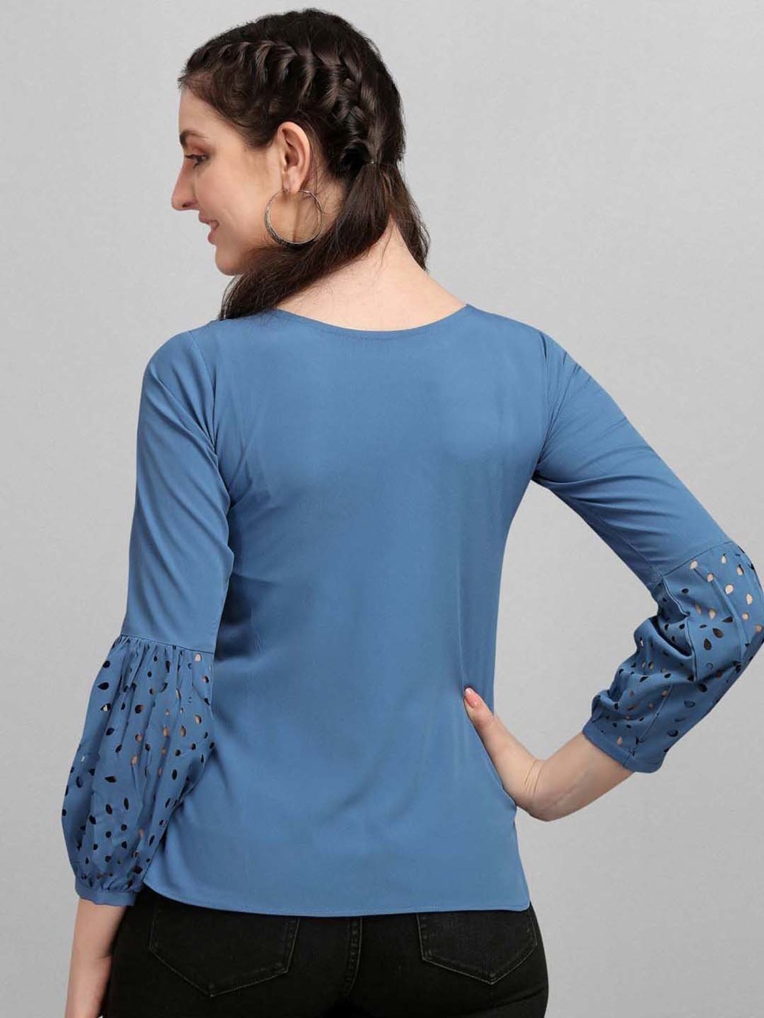 SELVIA Blue Regular Fit Top