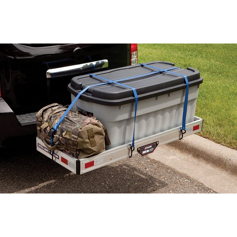 Tricam ACC-1F 500 Pound Capacity Aluminum Trailer Mount Rail Rack Hitch Mounted Aluminum Cargo Carrier for 2 Inch Receivers, Silver