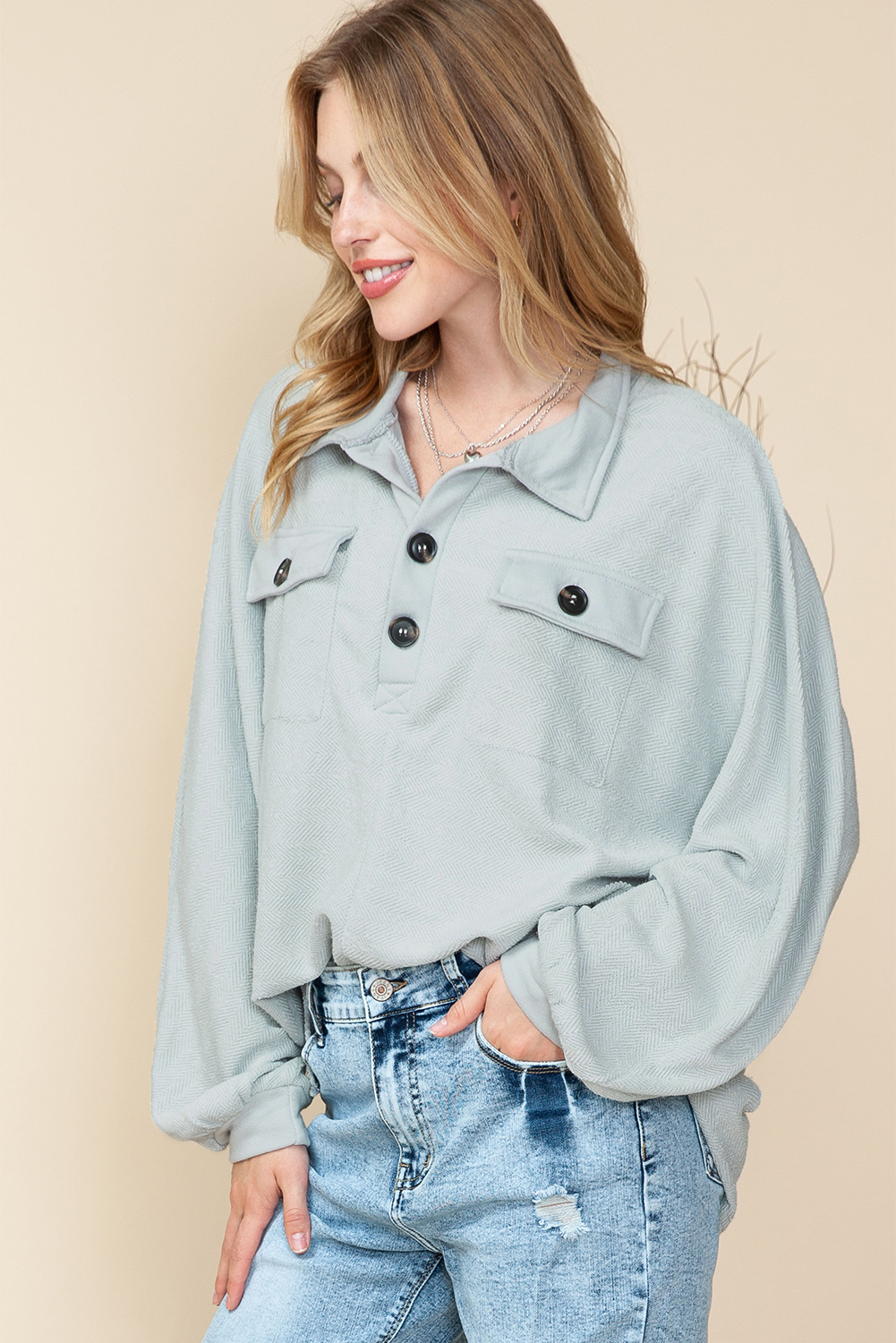 Pink Sequins Candy Cane Round Neck Sweatshirt