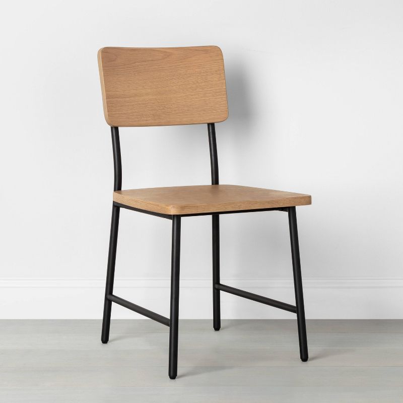 2pk Wood & Steel Dining Chair Set Black - Hearth & Hand™ with Magnolia