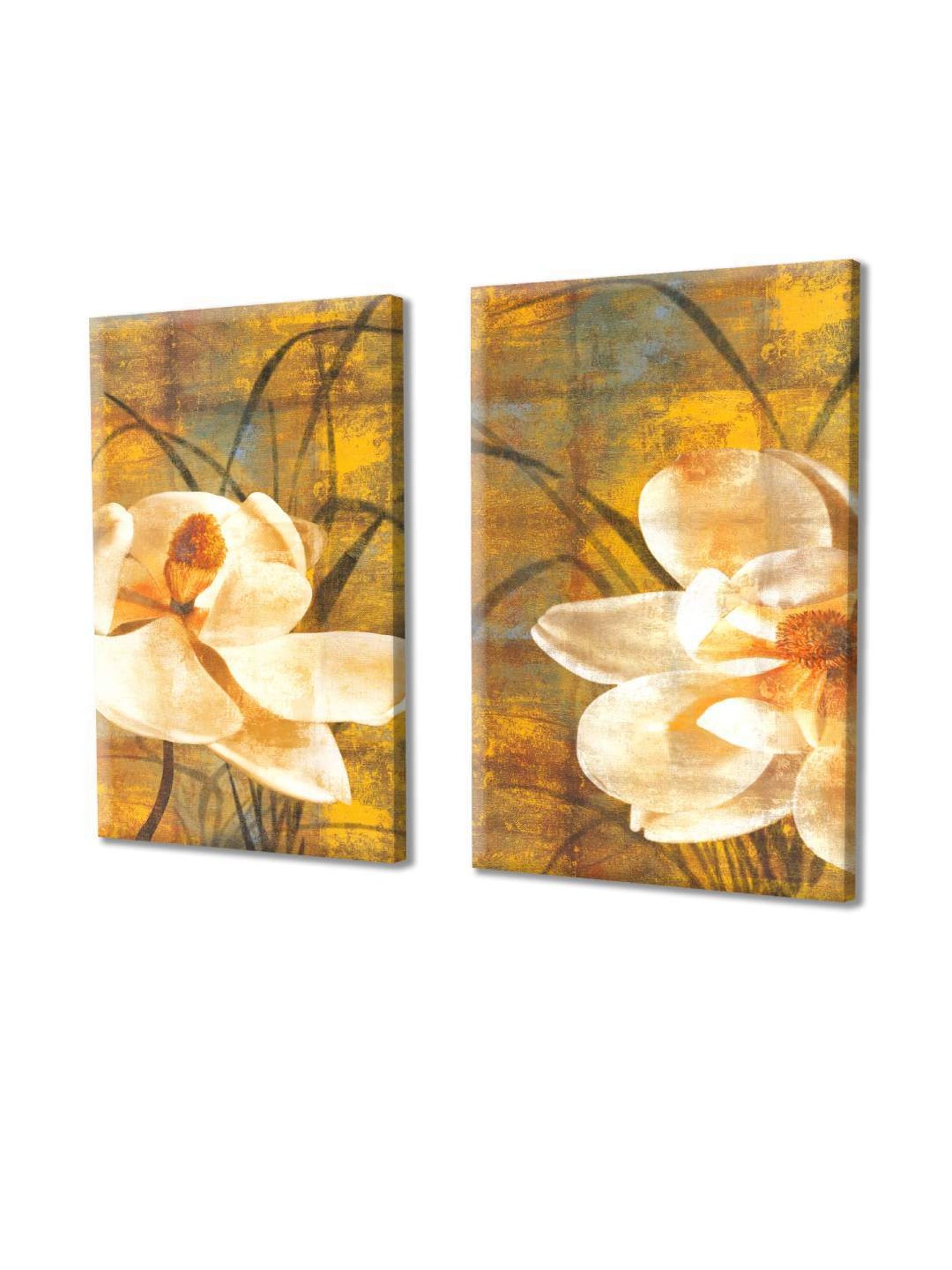 Art Street Printed White Cotton Canvas Wall Art - Set of 2