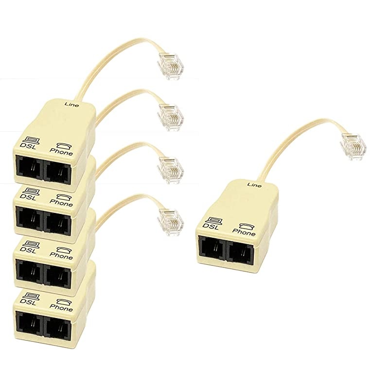 Pack of 5) in-line DSL Splitter w/Noise Filter