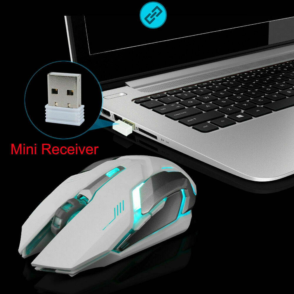 LED Rechargeable Wireless Backlit USB Optical Ergonomic Gaming X7 Mouse Mice