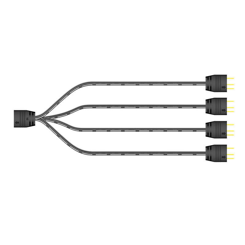 Micro Connectors 30cm Addressable RGB (ARGB) 1 to 4 Splitter Cable with/5 Male Pins (F04-04ARGB-30)