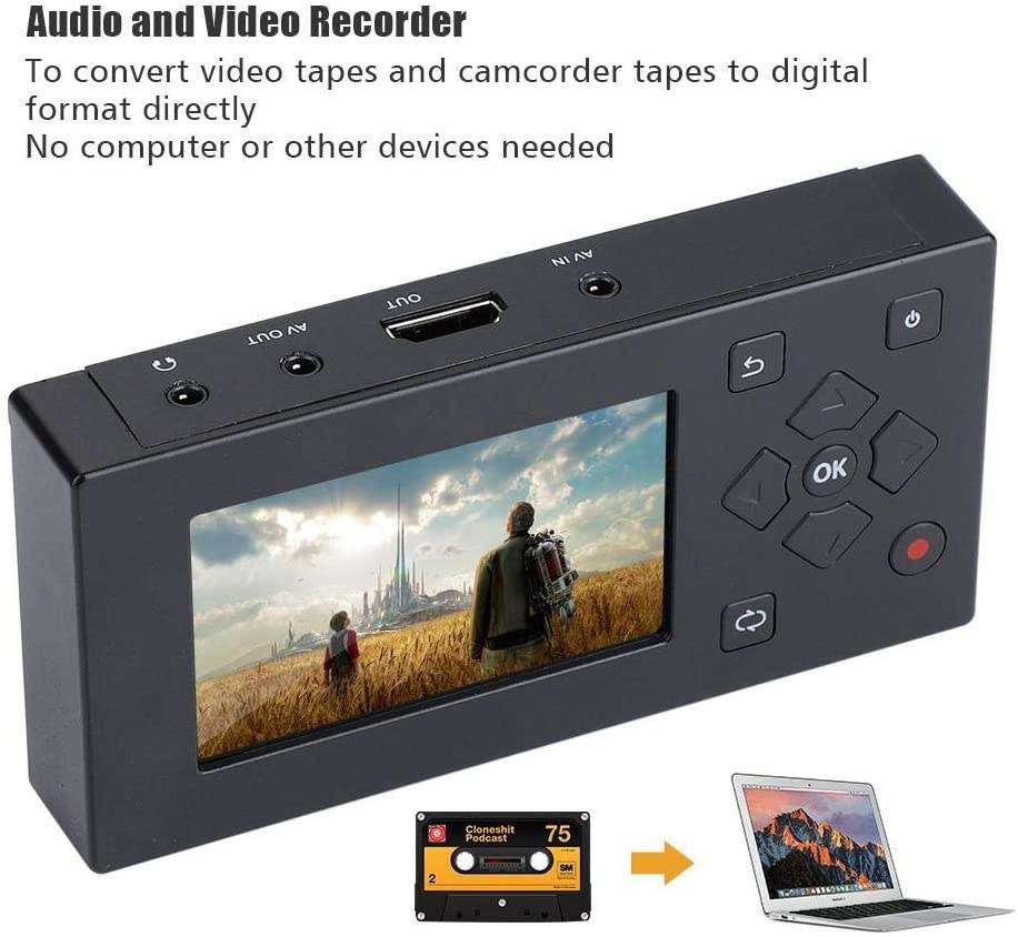 Tangxi Portable 3 TFT Screen AV Recorder Audio and Video Converter Video Capture Recording Player VHS to Digital Converter to Capture Video from VCR VHS Tapes Hi8 Camcorder DVDTV Box