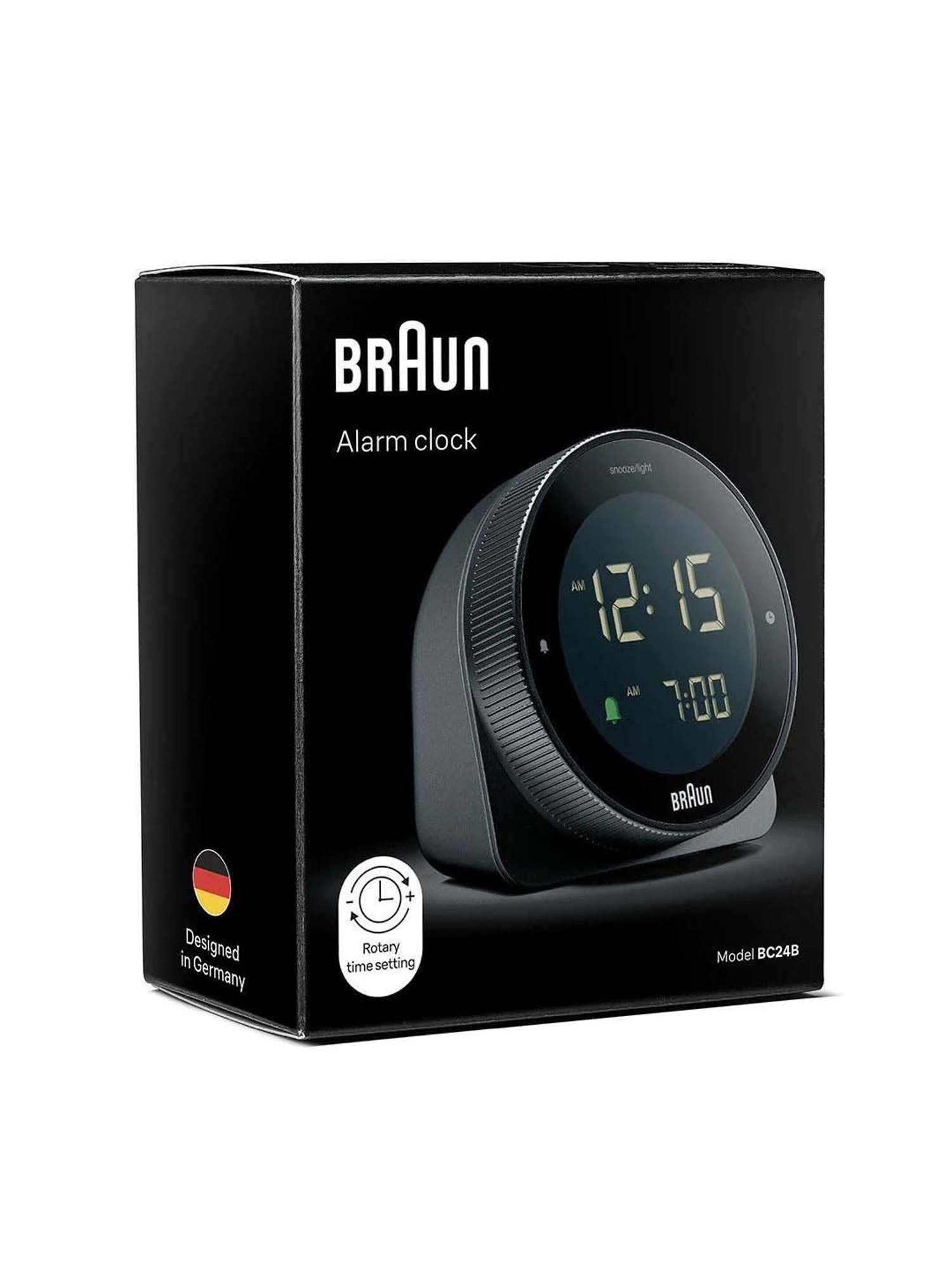 Braun Black Classic Analog Alarm Clock With Snooze And Continuous Backlight