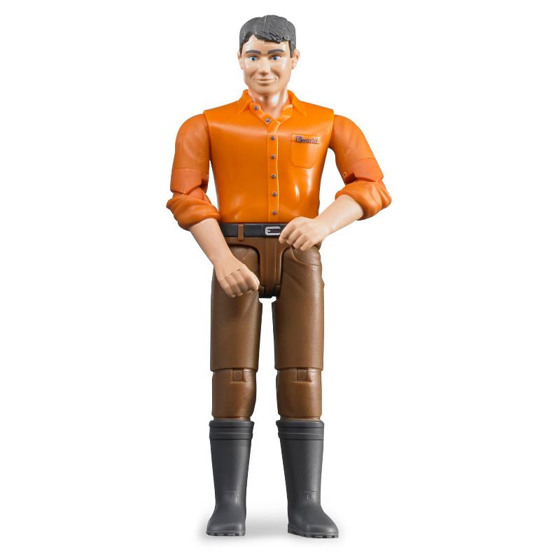 Bruder bworld Man with Brown Jeans and Orange Shirt Toy Figure