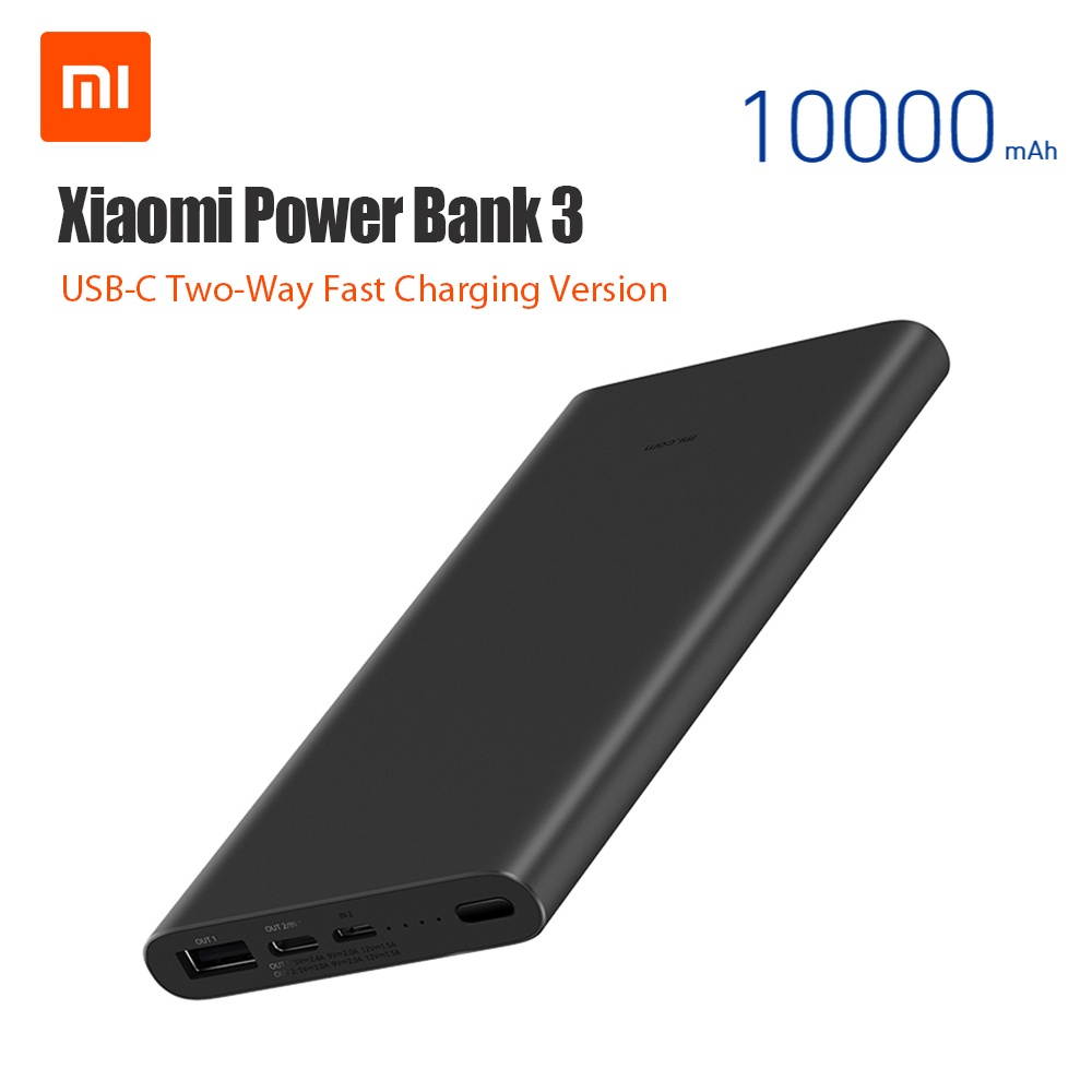 Xiaomi Mi Power Bank 3 10000mAh USB-C Two-way Quick Charge Mobile Phone Powerbank 18W MAX Traveling Charging Adapter for iPhone Samsung Huawei Xiaomi PLM12ZM