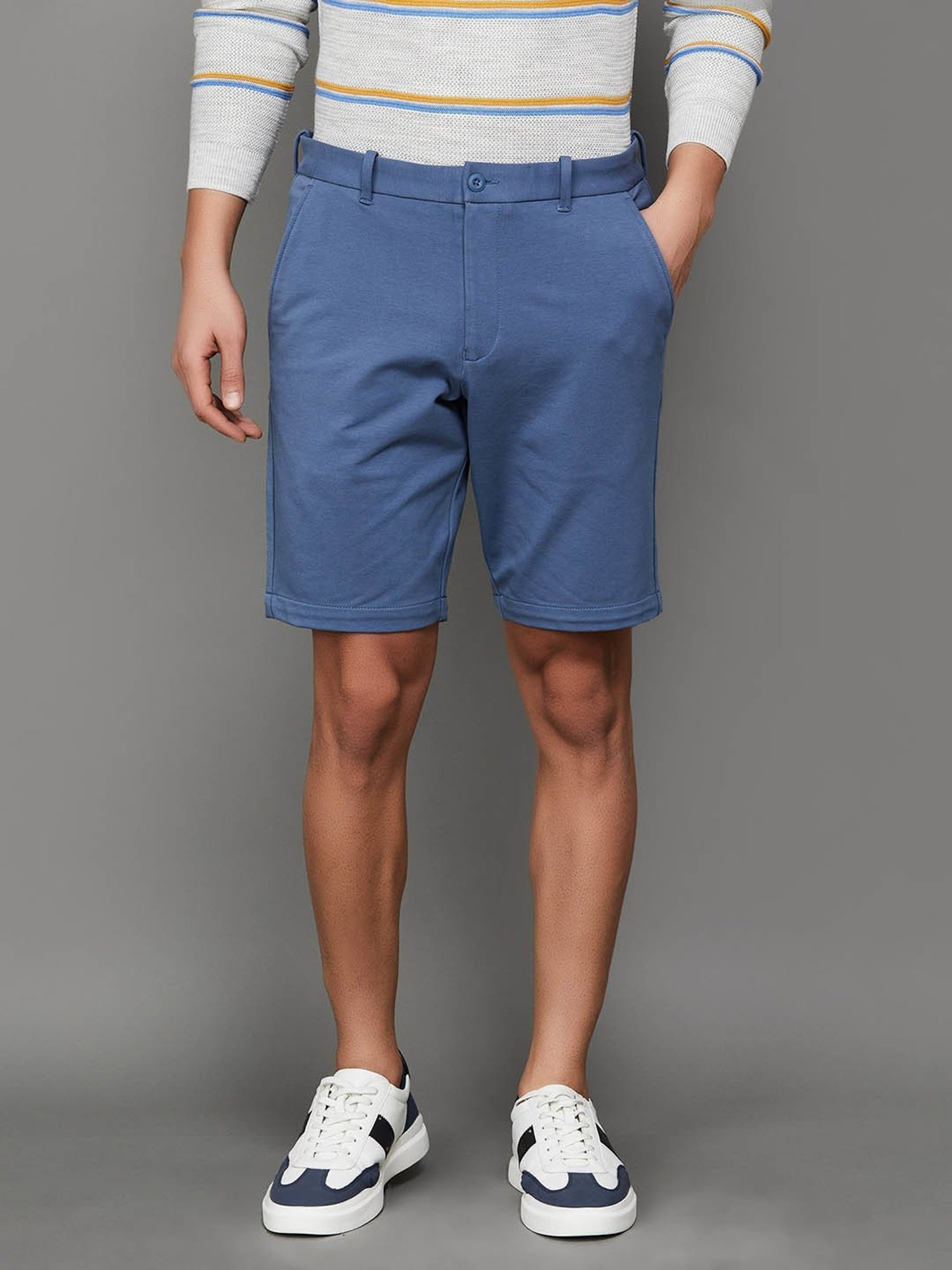Code by Lifestyle Dark Blue Regular Fit Shorts