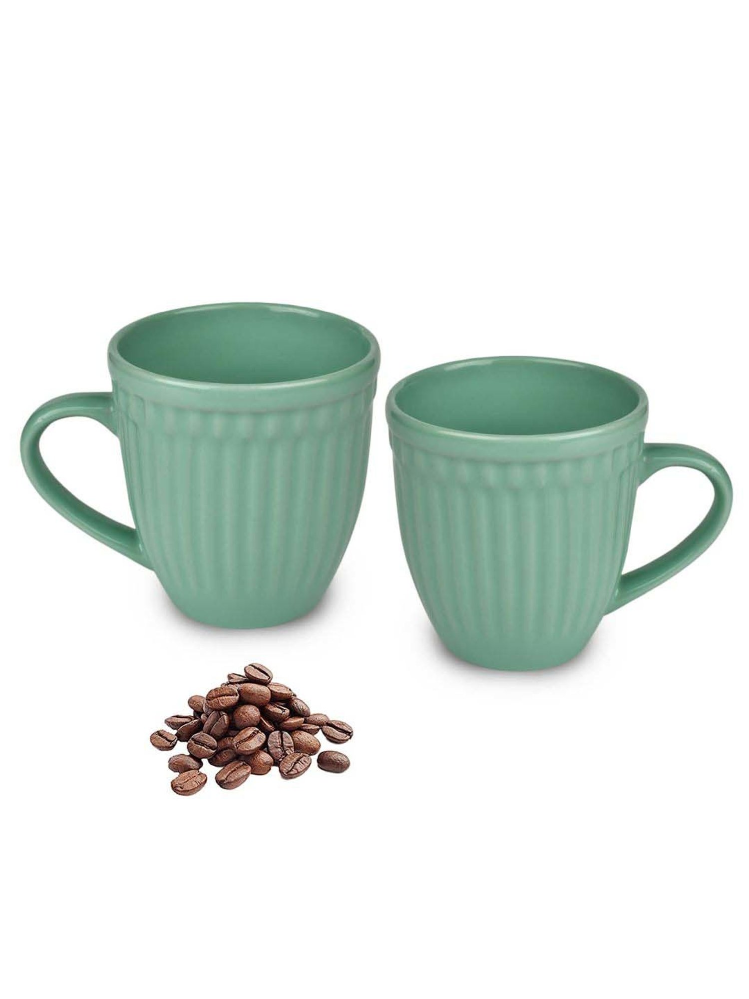 Urban Chef Green Ceramic Handcrafted Microwave Safe Tea Cup - Set of 2