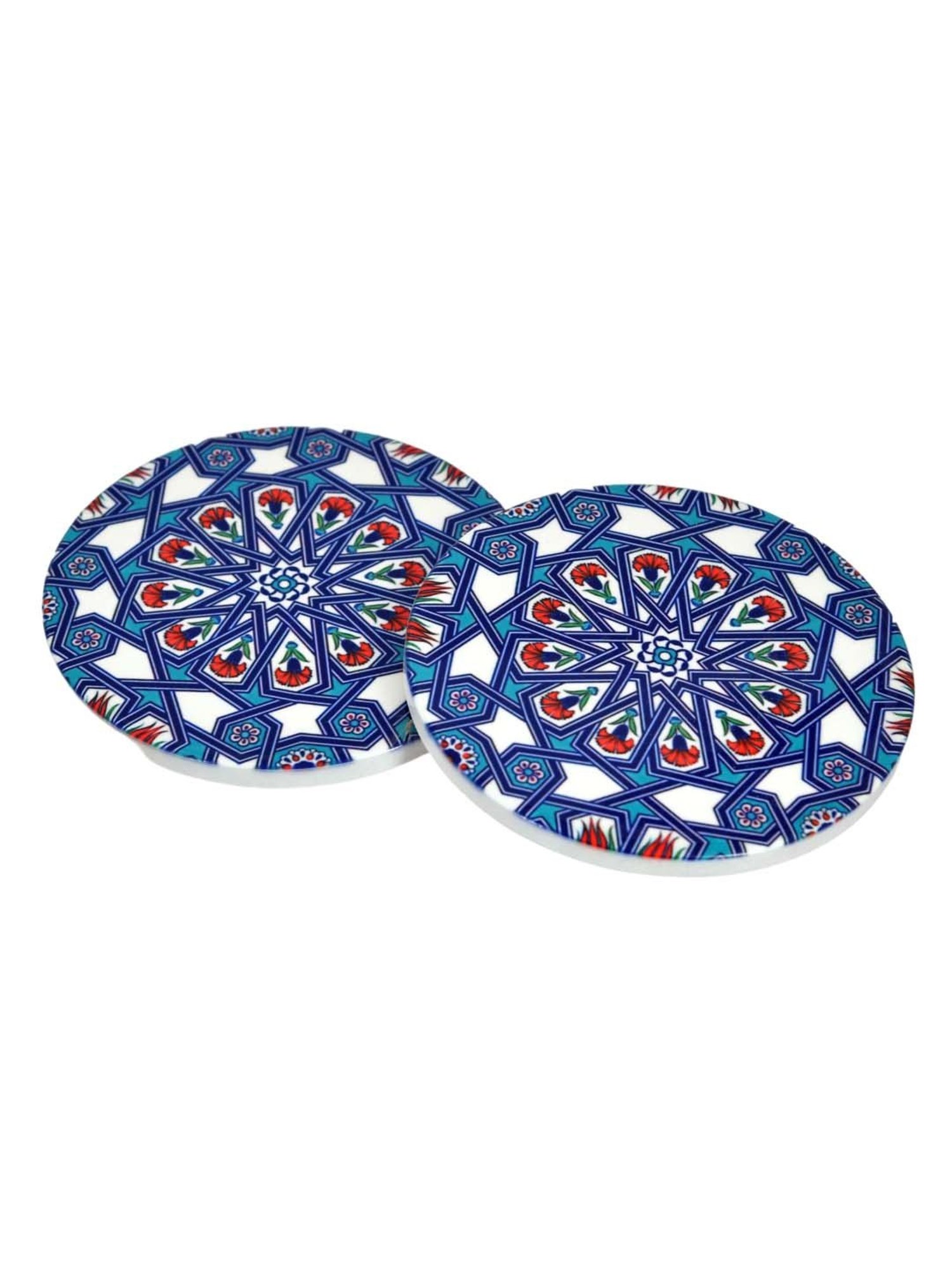 TAYHAA Blue Ceramic Exquisite Printed Coasters - Set of 2