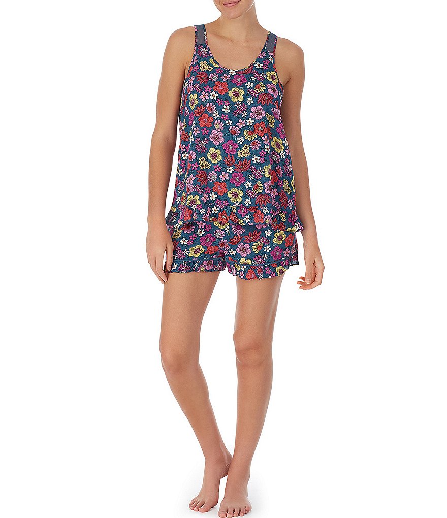 Kensie Floral Print Scoop Neck Woven Coordinating Sleep Tank