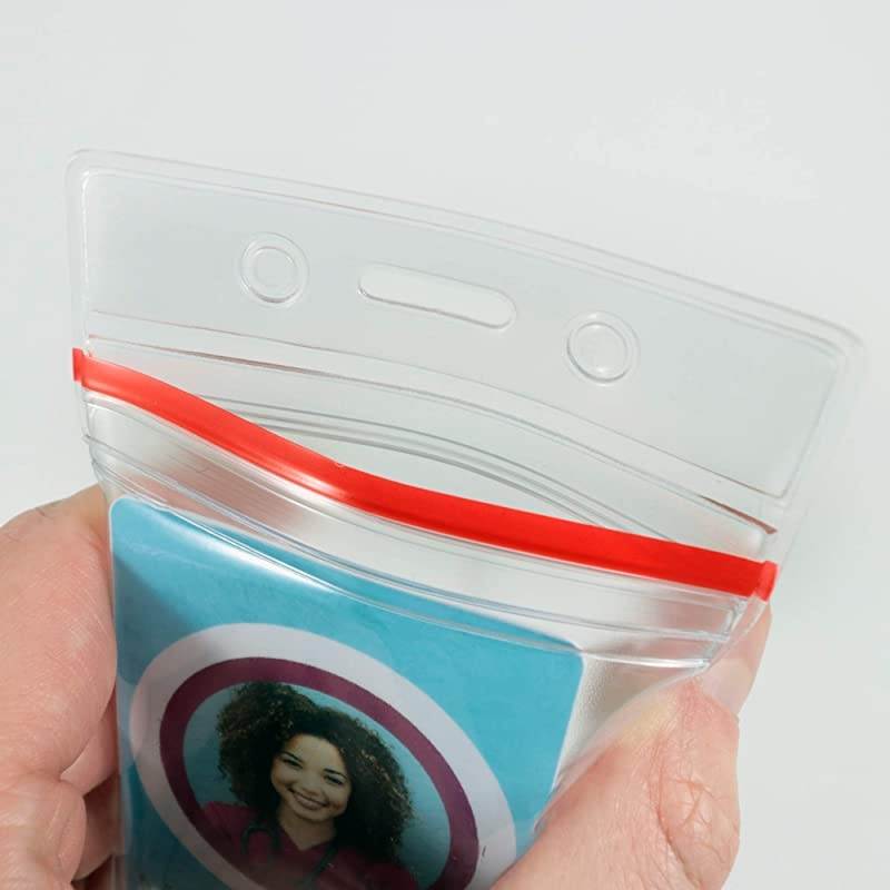 Pack - Vertical ID Badge Holder with Sealable Red Stripe