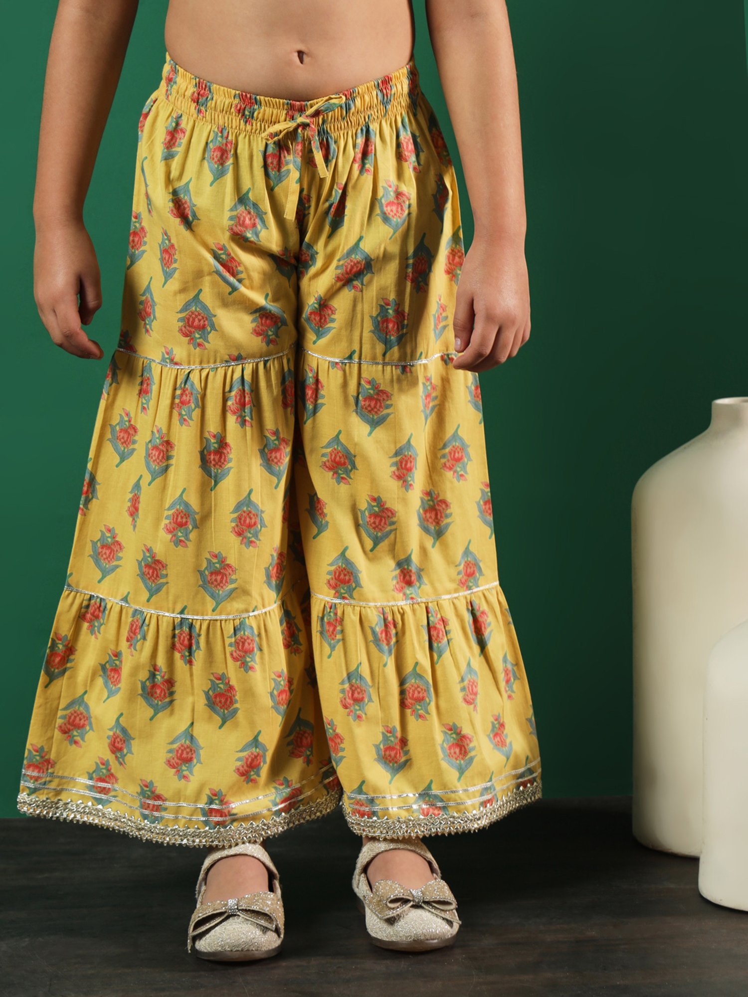 Many Frocks Kids Blue Embellished Top with Plazzos