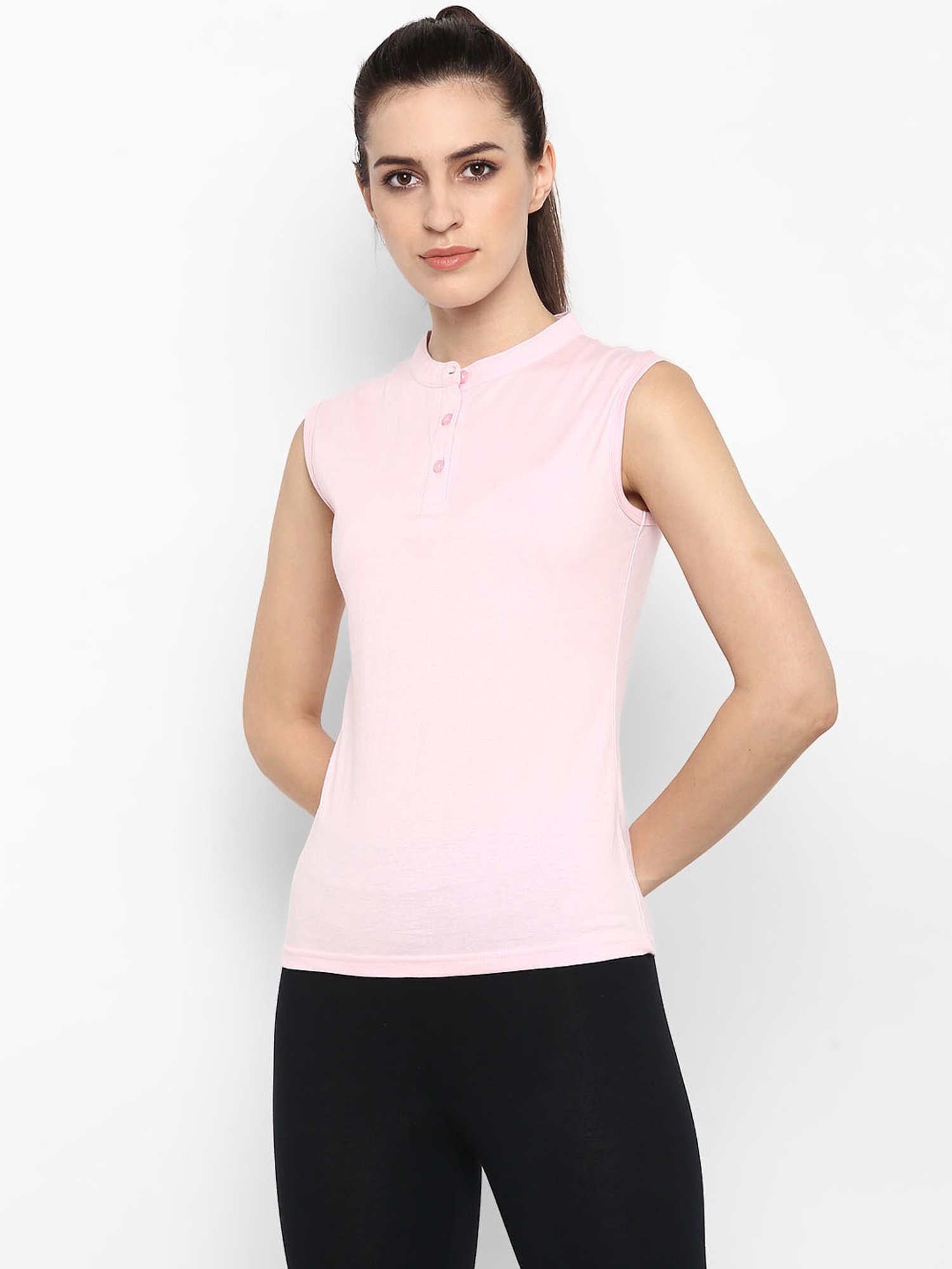 Appulse Light Pink Cotton Slim Fit T-Shirt
