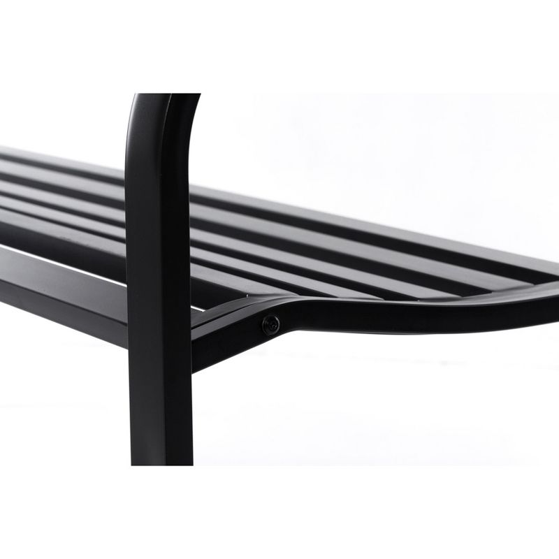 Gardenised Steel Garden Park Bench Cast Iron Frame Patio Lawn Yard Decor, Black