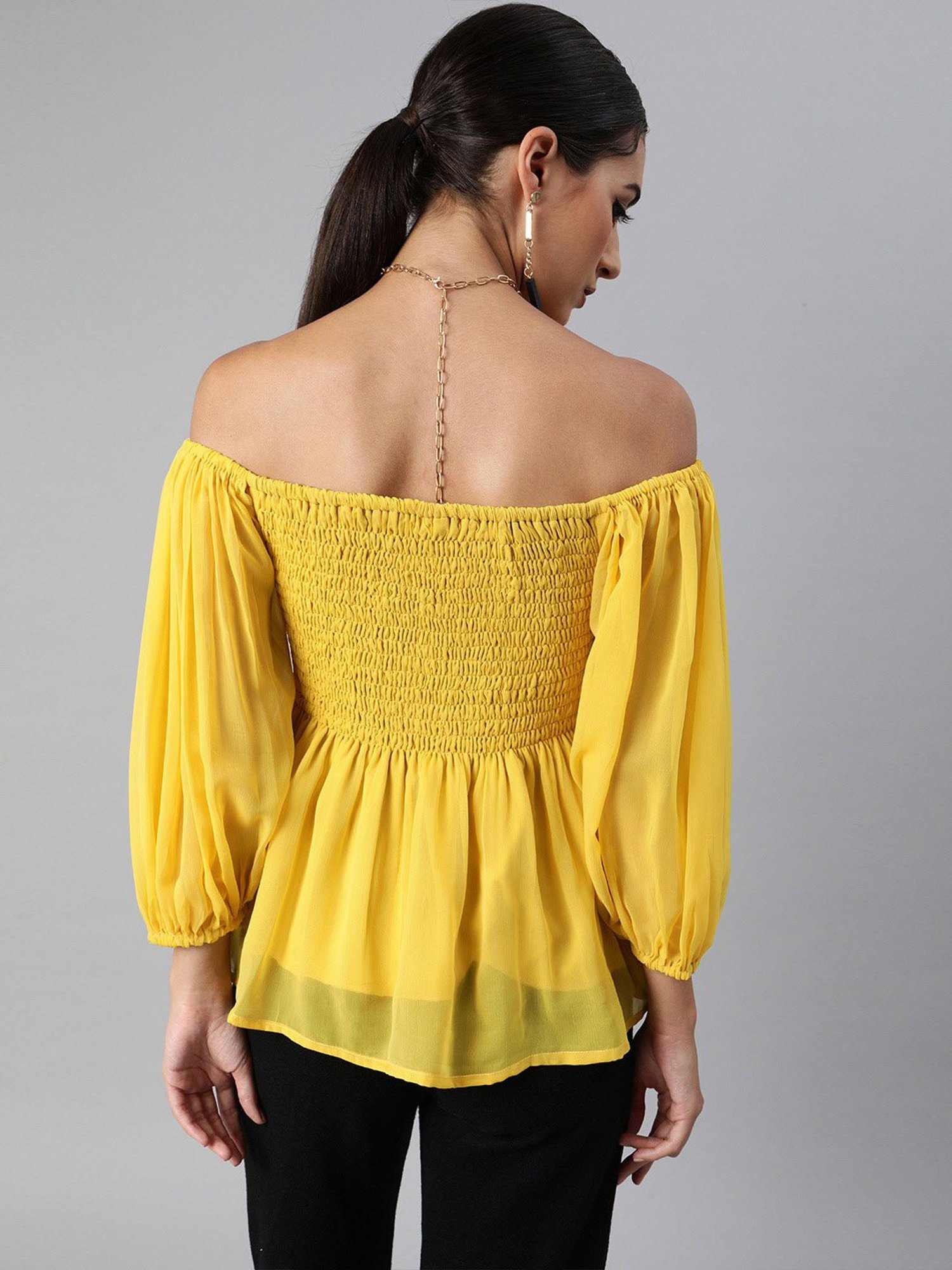 Sera Yellow Regular Fit Top