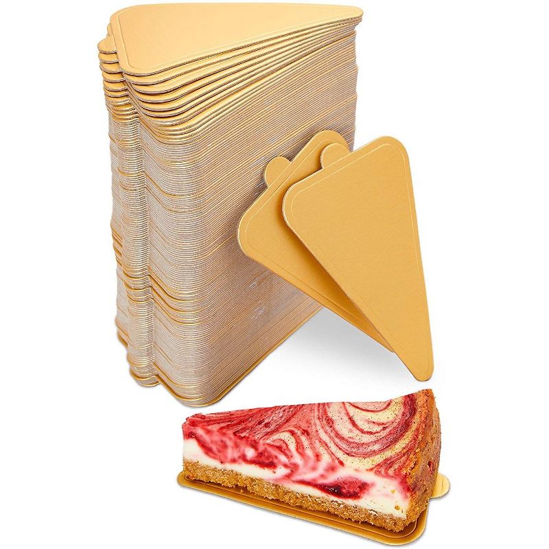 Sparkle and Bash 200 Pack Mini Cake Boards, Gold Foil Triangle Dessert Bases (3 x 4.6 In)