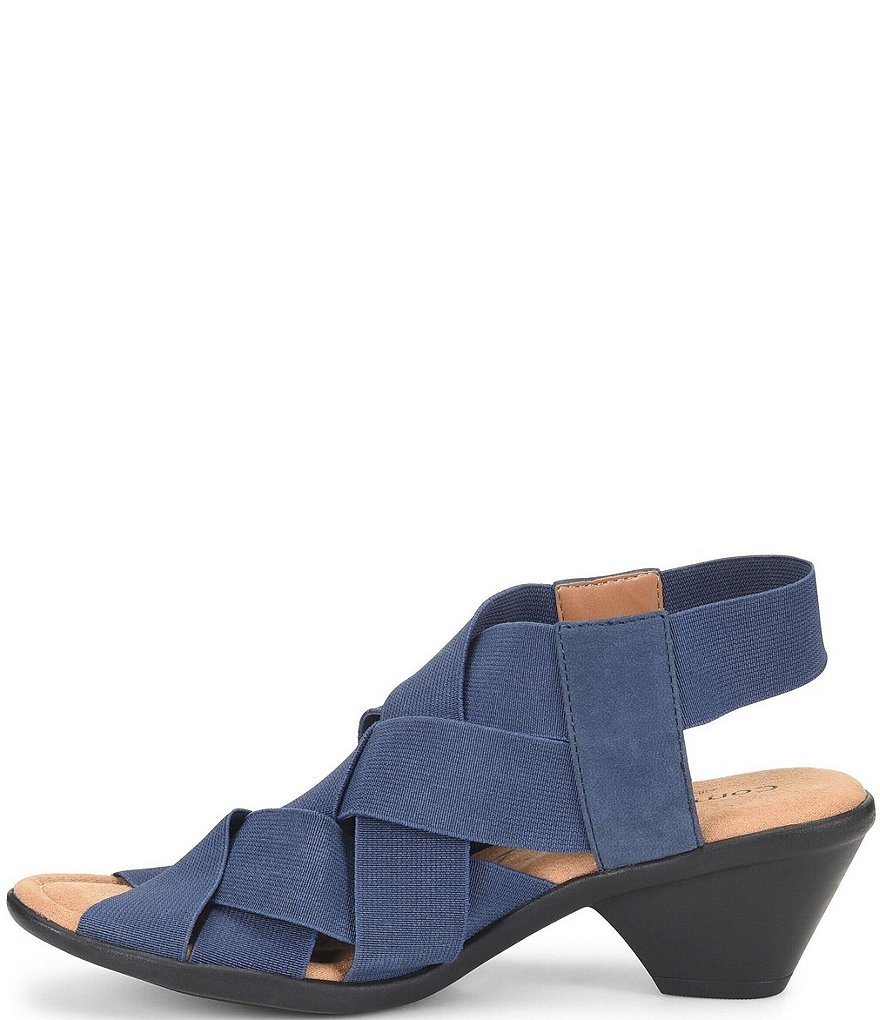 Comfortiva Farrow Elastic & Suede Woven Block Heel Sandals