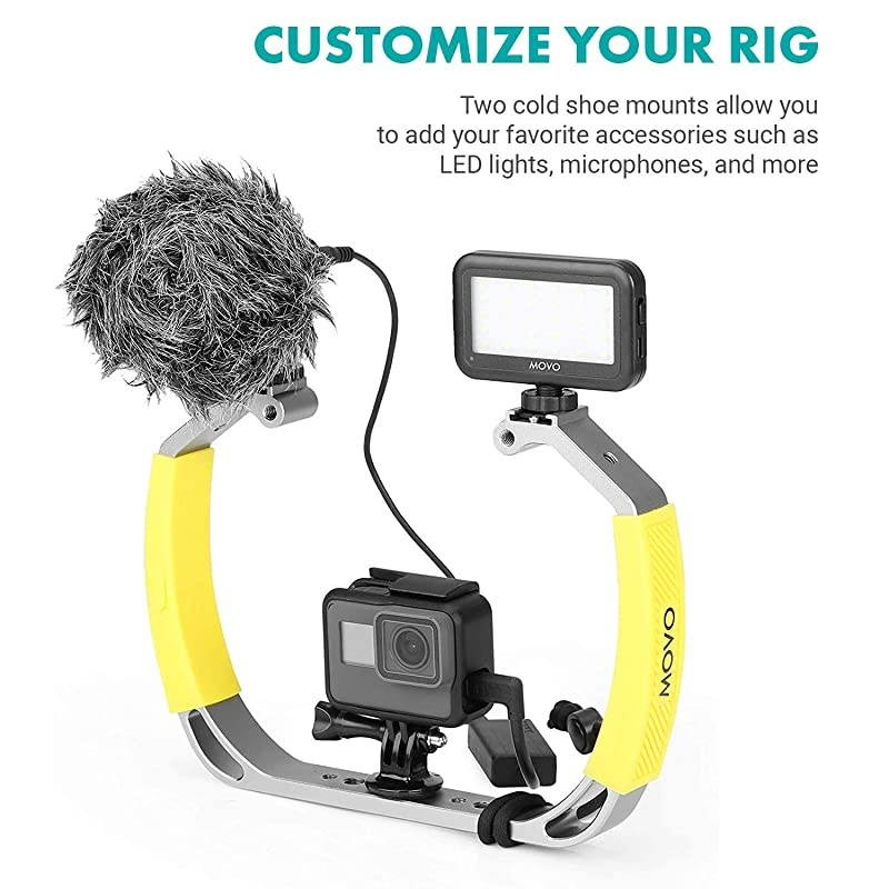 GB-U80 Underwater Diving Rig with Cold Shoe Mounts, Wrist Strap - Compatible with GoPro HERO, HERO3, HERO4, HERO5, HERO6, HERO7, HERO8, HERO9, Osmo Action Cam - Scuba GoPro Accessory (XL Version)