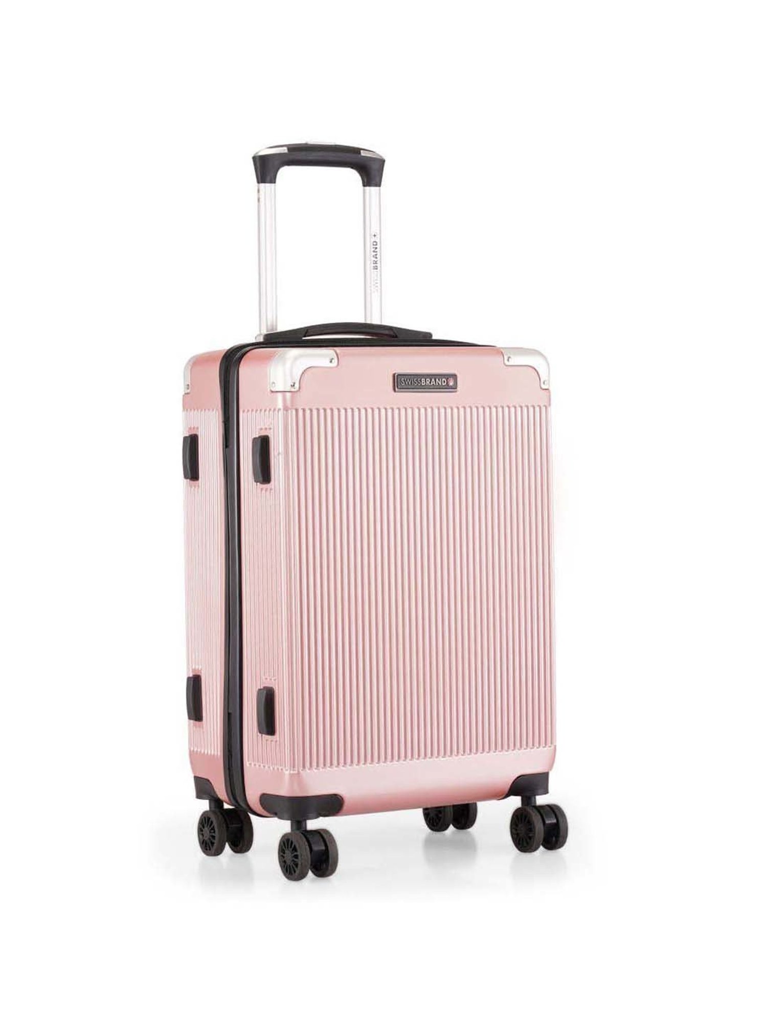 Swiss Brand Geneve Rose Gold Carry-On 4 Wheel Small Hard Trolley 53cm