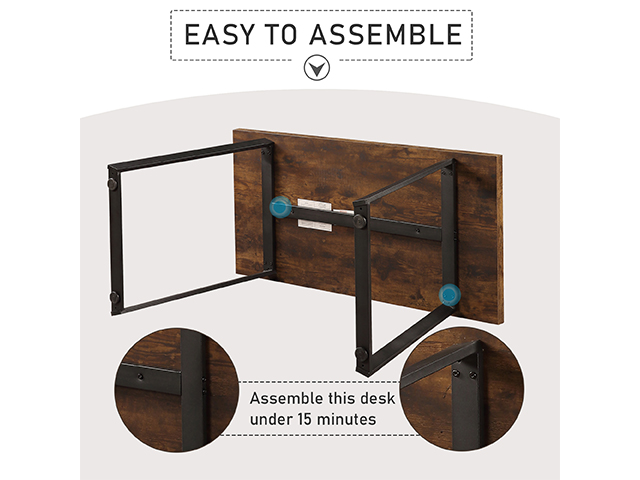 Home Office Computer Desk Gaming Table Industrial PC Super Sturdy and Durable Writing Desk, Comfortable and Ergonomics Design,Vintage Study Table for Home Office Workstation,Brown,GT42