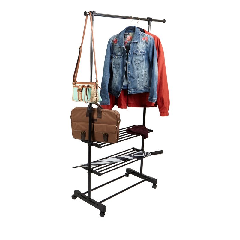 Mind Reader Garment Rack, 2-Shelf Clothing Rack, Stainless Steel