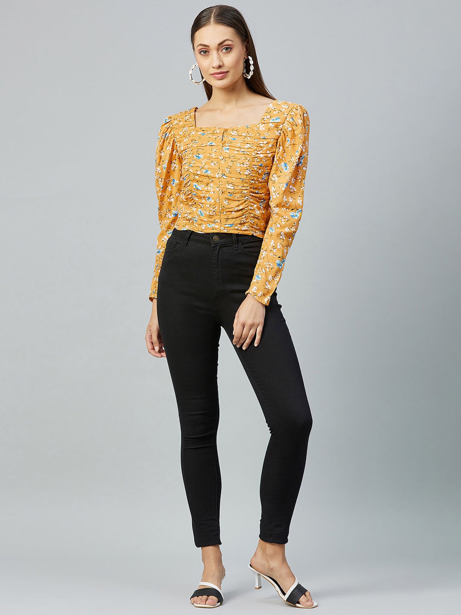 Marie Claire Mustard Floral Print Top