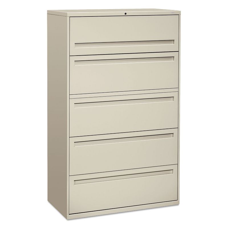 HON 700 Series Five-Drwr Lateral File w/Roll-Out & Posting Shelves 42w Light Gray 795LQ
